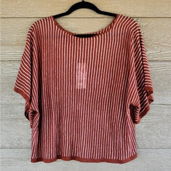 Eileen Fisher Organic Linen NWT Striped Rust Top -Sz L (Originally $148) - Picture 3 of 6